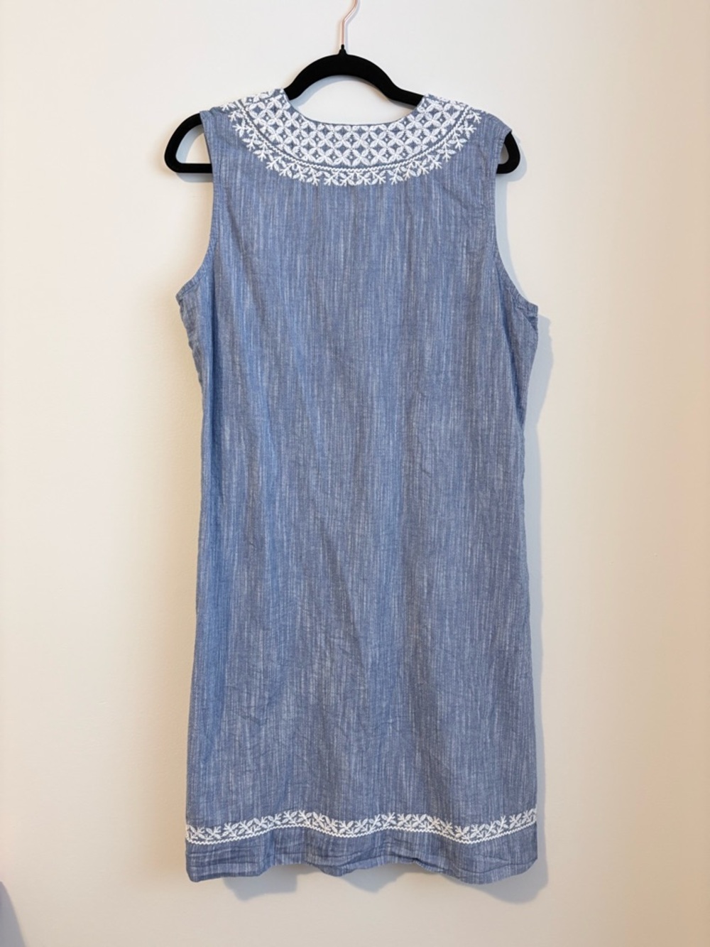 NorthStyle Blue Embroidered Cotton Sleeveless Tunic Dress Size 18 Boho - Picture 6 of 11